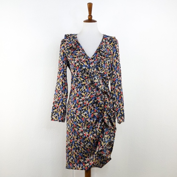 Veronica Beard Minna Floral Ruffled Silk Dress - Picture 3 of 12